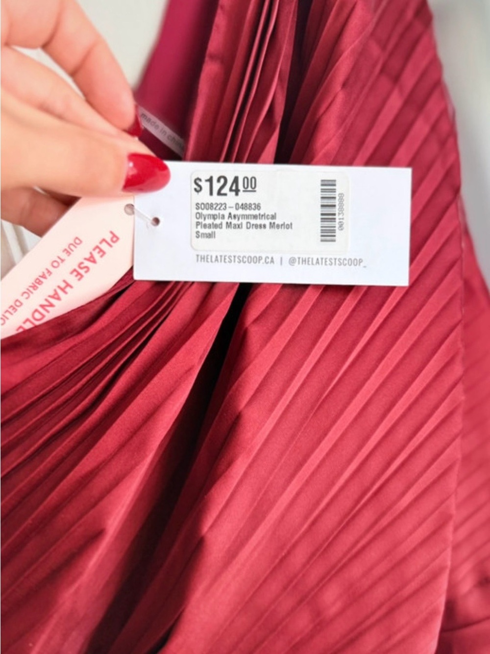 Dress Forum Wine Red Pleated Asymmetrical Skirt - Picture 2 of 4
